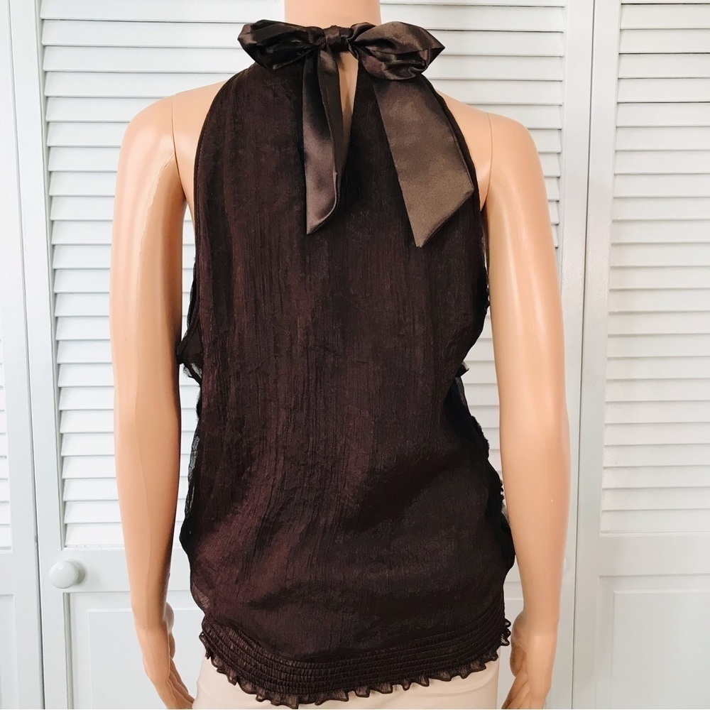 New HEART SOUL Brown Flower Halter Top Blouse Size Extra Large - Picture 8 of 8